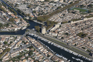 France, Gard (30), Aigues-Mortes  (vue aérienne)