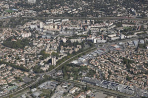 France, Gard (30), Nîmes,  Clos d'Orville et Chemin Bas d'Avignon  (vue aérienne)