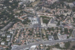 France, Gard (30), Nîmes, Mas de Mingues  (vue aérienne)