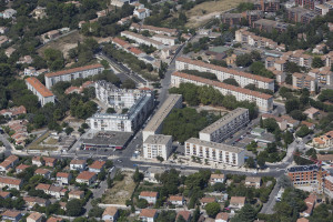 France, Gard (30), Nîmes, Mas de Mingues  (vue aérienne)