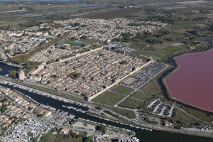 France, Gard (30), Aigues-Mortes  (vue aérienne)